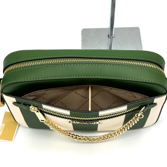 Michael Kors Large EW Zip Chain Xbody Crossbody Bag Fern Green Multi - Picture 9 of 11